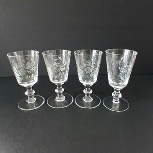 Vtg Bohemian Crystal Pinwheel Pattern Wine Glasses Set Of 4